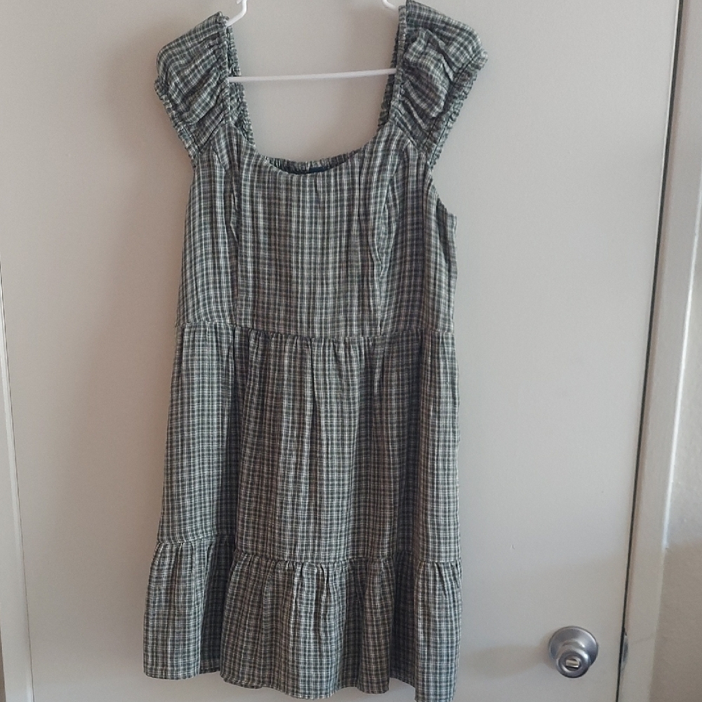 Old Navy Green Plaid Mini Dress